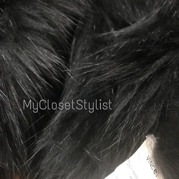 VINCE Black Fur Jacket $1,800 Coat Vest! NWT Raccoon Small Silky SOFT! - Picture 4 of 8